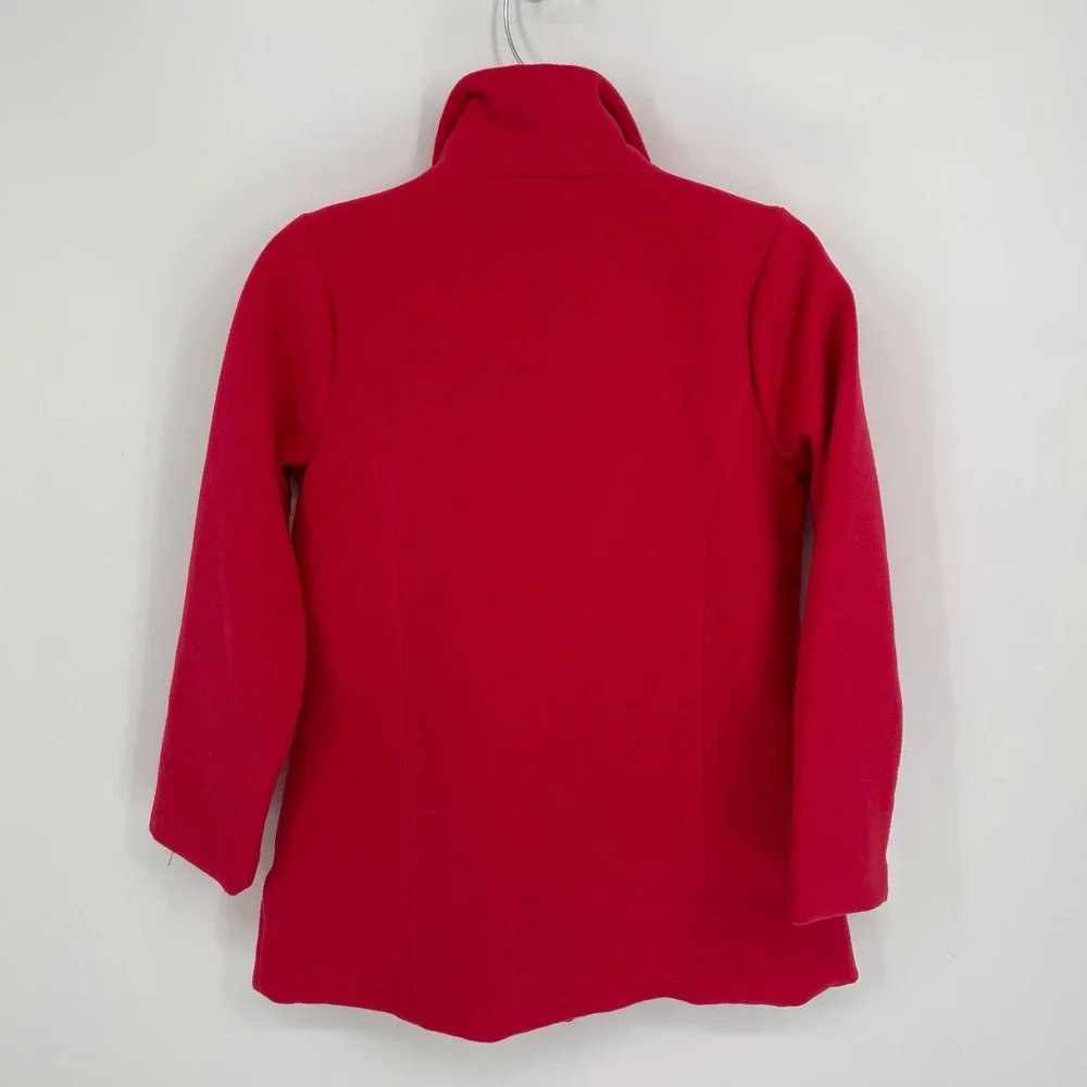 Gymboree Girl's Red Double Breasted Bow Fleece Holiday Warm Pea Coat Size 12